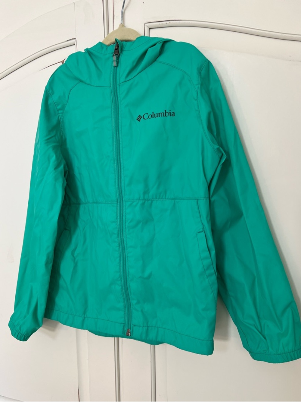 Columbia Lightweight Teal Hooded Waterproof Rain and Wind Jacket